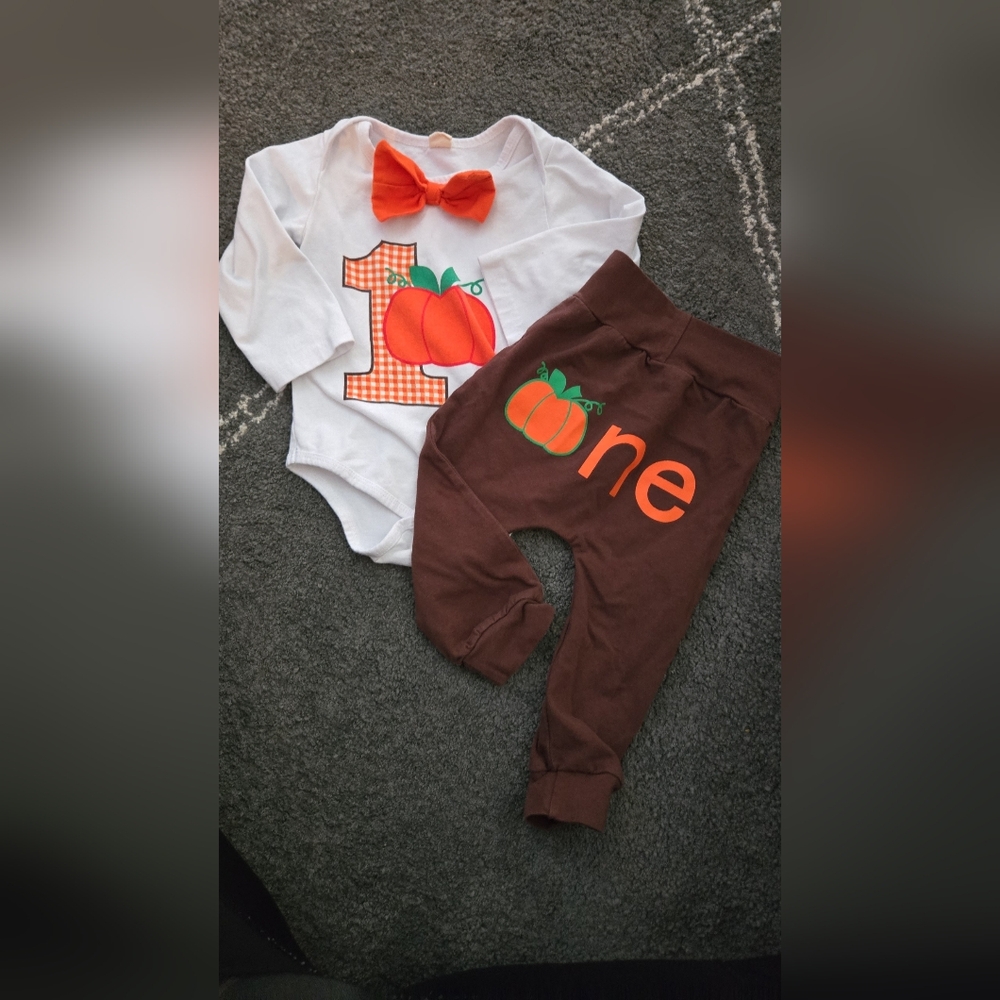 Pumpkin Themed Kids One Piece Set